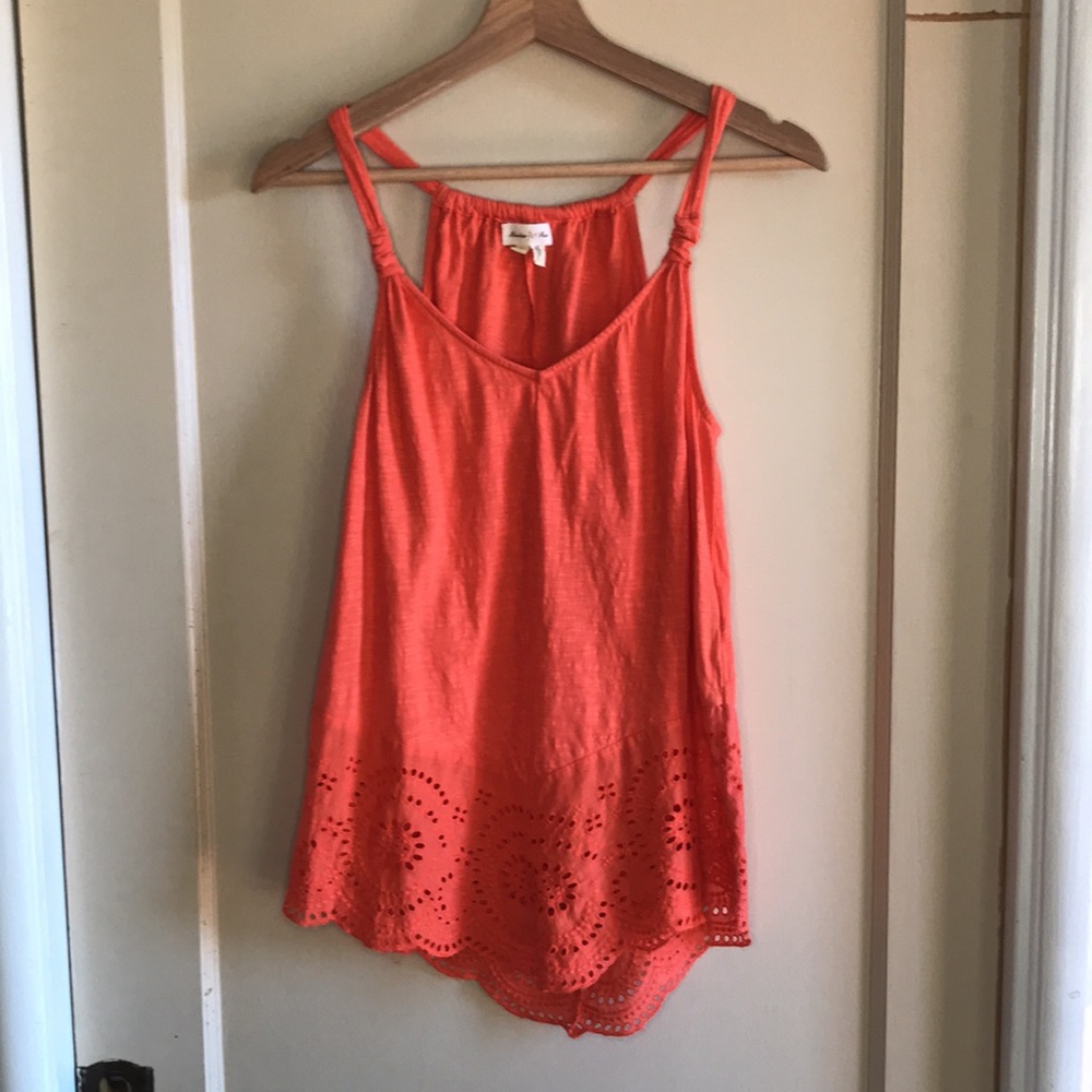 Anthro Meadow Rue orange eyelet tank top